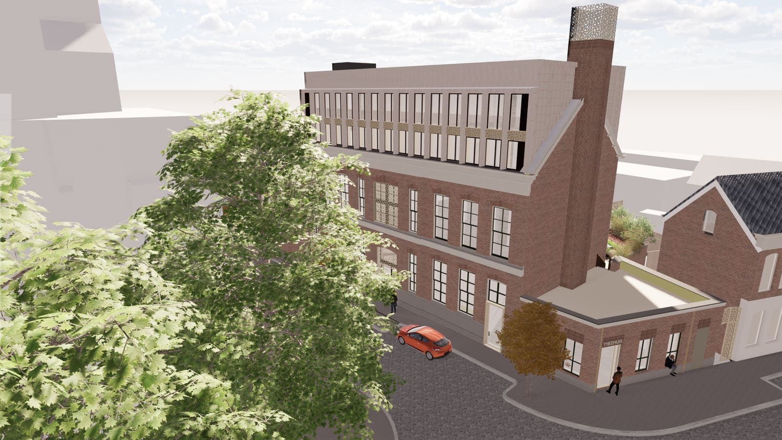 Ontwerp van de nieuwe Moskee Othman, gezien vanaf de kade